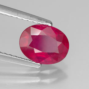 Rubi vermelho natural 1,53ct, corte oval, SI