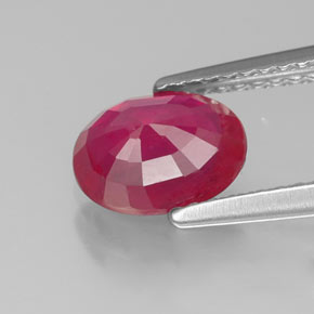 Rubi vermelho natural 1,53ct, corte oval, SI