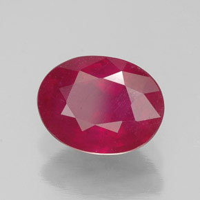 Rubi vermelho natural 1,77ct, corte oval, SI