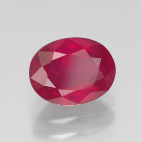 Rubi vermelho natural 1,77ct, corte oval, SI