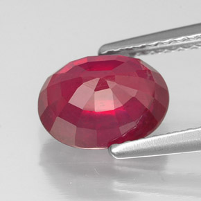 Rubi vermelho natural 2,11ct, corte oval, SI