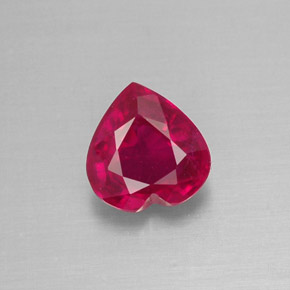 Rubi vermelho natural 1,12ct, formato de coração, VS-SI