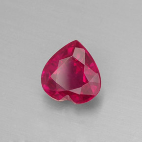 Rubi vermelho natural 1,12ct, formato de coração, VS-SI