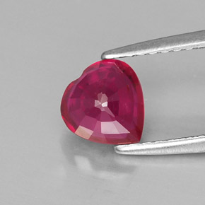 Rubi vermelho natural 1,12ct, formato de coração, VS-SI