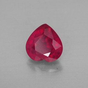Rubi vermelho natural 1,19ct, formato de coração, SI