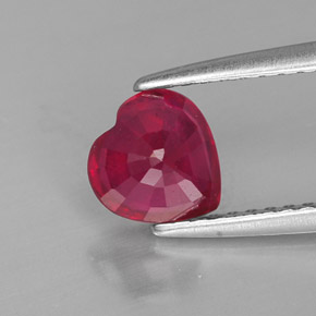 Rubi vermelho natural 1,19ct, formato de coração, SI