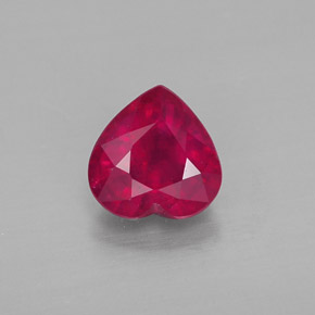 Rubi vermelho natural 1,09ct, formato de coração, SI