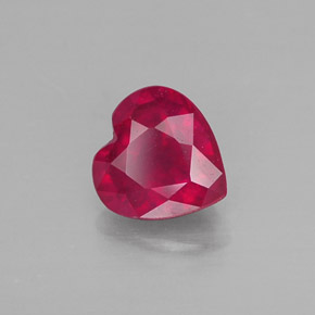 Rubi vermelho natural 1,09ct, formato de coração, SI