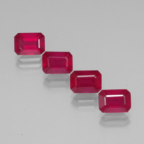 Pedras preciosas de rubi vermelho natural de  ct, corte esmeralda, VS-SI