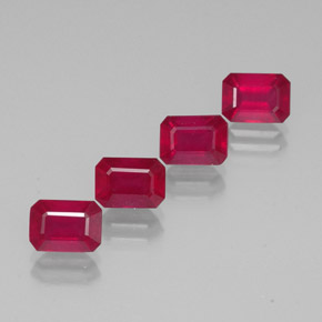 Pedras preciosas de rubi vermelho natural de  ct, corte esmeralda, VS-SI