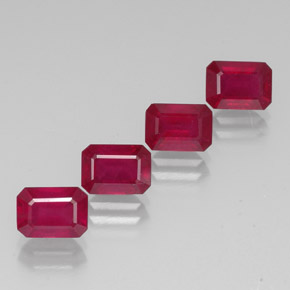 Pedras preciosas de rubi vermelho natural de  ct, corte esmeralda, VS-SI