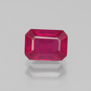 Rubi vermelho natural 1,40ct, corte esmeralda, VS-SI