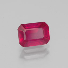 Rubi vermelho natural 1,40ct, corte esmeralda, VS-SI