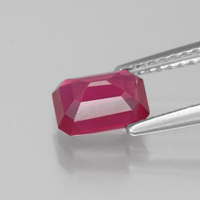 Rubi vermelho natural 1,40ct, corte esmeralda, VS-SI