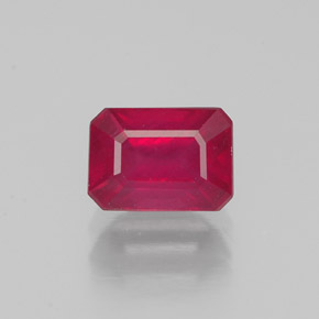 Rubi vermelho natural 1,41ct, corte esmeralda, SI