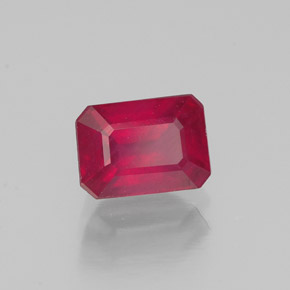 Rubi vermelho natural 1,41ct, corte esmeralda, SI