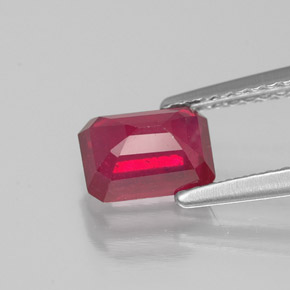 Rubi vermelho natural 1,41ct, corte esmeralda, SI