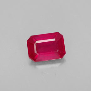 Rubi vermelho natural 1,36ct, corte esmeralda, VS-SI