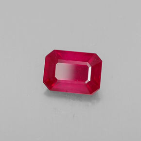 Rubi vermelho natural 1,36ct, corte esmeralda, VS-SI