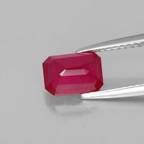 Rubi vermelho natural 1,36ct, corte esmeralda, VS-SI