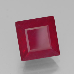 Rubi vermelho natural 3,44ct, quadrado, SI