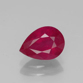 Rubi vermelho natural 1,42ct, formato de pêra, SI