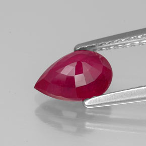 Rubi vermelho natural 1,42ct, formato de pêra, SI