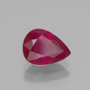 Rubi vermelho natural 1,36ct, formato de pêra, VS-SI