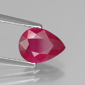 Rubi vermelho natural 1,44ct, formato de pêra, VS-SI
