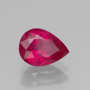 Rubi vermelho natural 1,51ct, formato de pêra, VS-SI