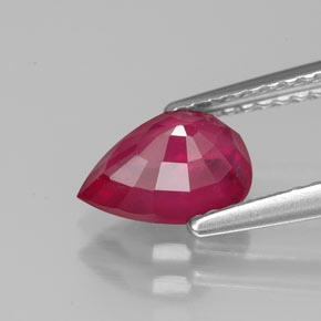 Rubi vermelho natural 1,51ct, formato de pêra, VS-SI