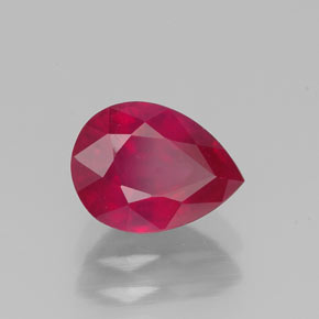 Rubi vermelho natural 1,56ct, formato de pêra, VS-SI