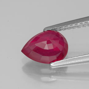 Rubi vermelho natural 1,56ct, formato de pêra, VS-SI