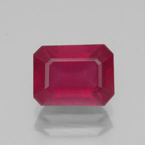 Rubi vermelho natural 2,37ct, corte esmeralda, VS-SI