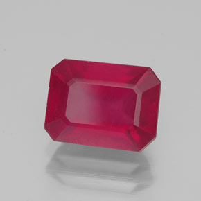 Rubi vermelho natural 2,37ct, corte esmeralda, VS-SI