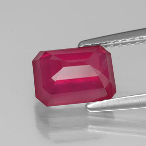 Rubi vermelho natural 2,37ct, corte esmeralda, VS-SI