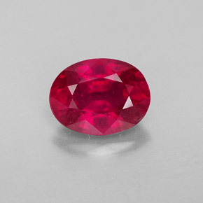 Rubi vermelho natural 1,60ct, corte oval, VS-SI