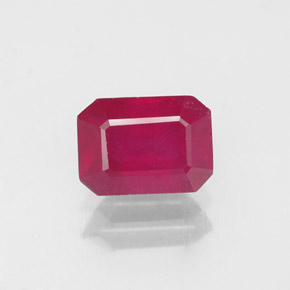 Rubi vermelho natural 1,47ct, corte esmeralda, VS-SI