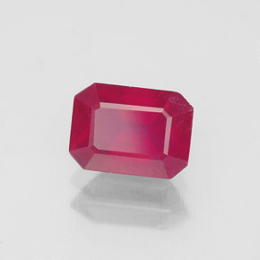 Rubi vermelho natural 1,47ct, corte esmeralda, VS-SI