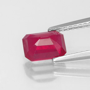 Rubi vermelho natural 1,47ct, corte esmeralda, VS-SI