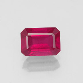 Rubi vermelho natural 1,54ct, corte esmeralda, VS-SI