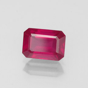 Rubi vermelho natural 1,54ct, corte esmeralda, VS-SI