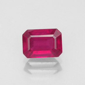 Rubi vermelho natural 1,50ct, corte esmeralda, VS-SI