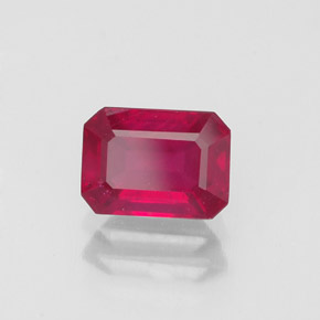 Rubi vermelho natural 1,50ct, corte esmeralda, VS-SI