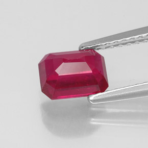 Rubi vermelho natural 1,52ct, corte esmeralda, VS-SI
