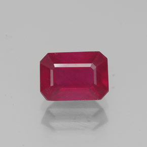 Rubi vermelho natural 1,47ct, corte esmeralda, VS-SI
