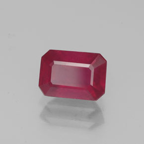 Rubi vermelho natural 1,47ct, corte esmeralda, VS-SI