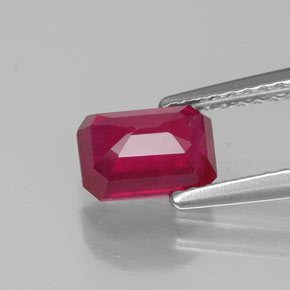 Rubi vermelho natural 1,47ct, corte esmeralda, VS-SI