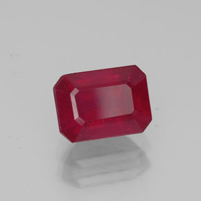 Rubi vermelho natural 1,69ct, corte esmeralda, VS-SI