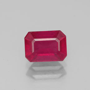 Rubi vermelho natural 1,50ct, corte esmeralda, VS-SI